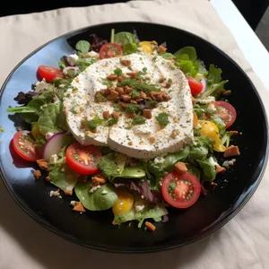 Delicious Gourmet Salad with Fresh Vegetables and Cheese