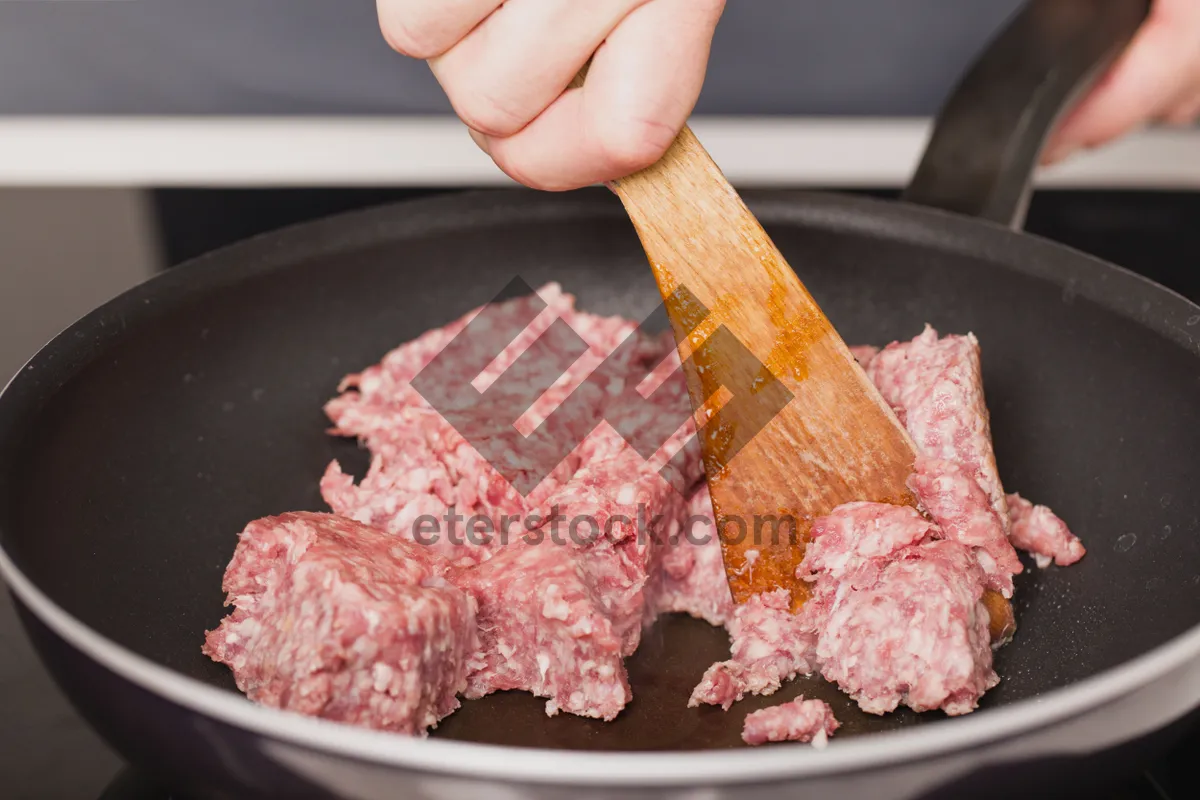 Picture of Delicious Gourmet Meal on Wooden Plate