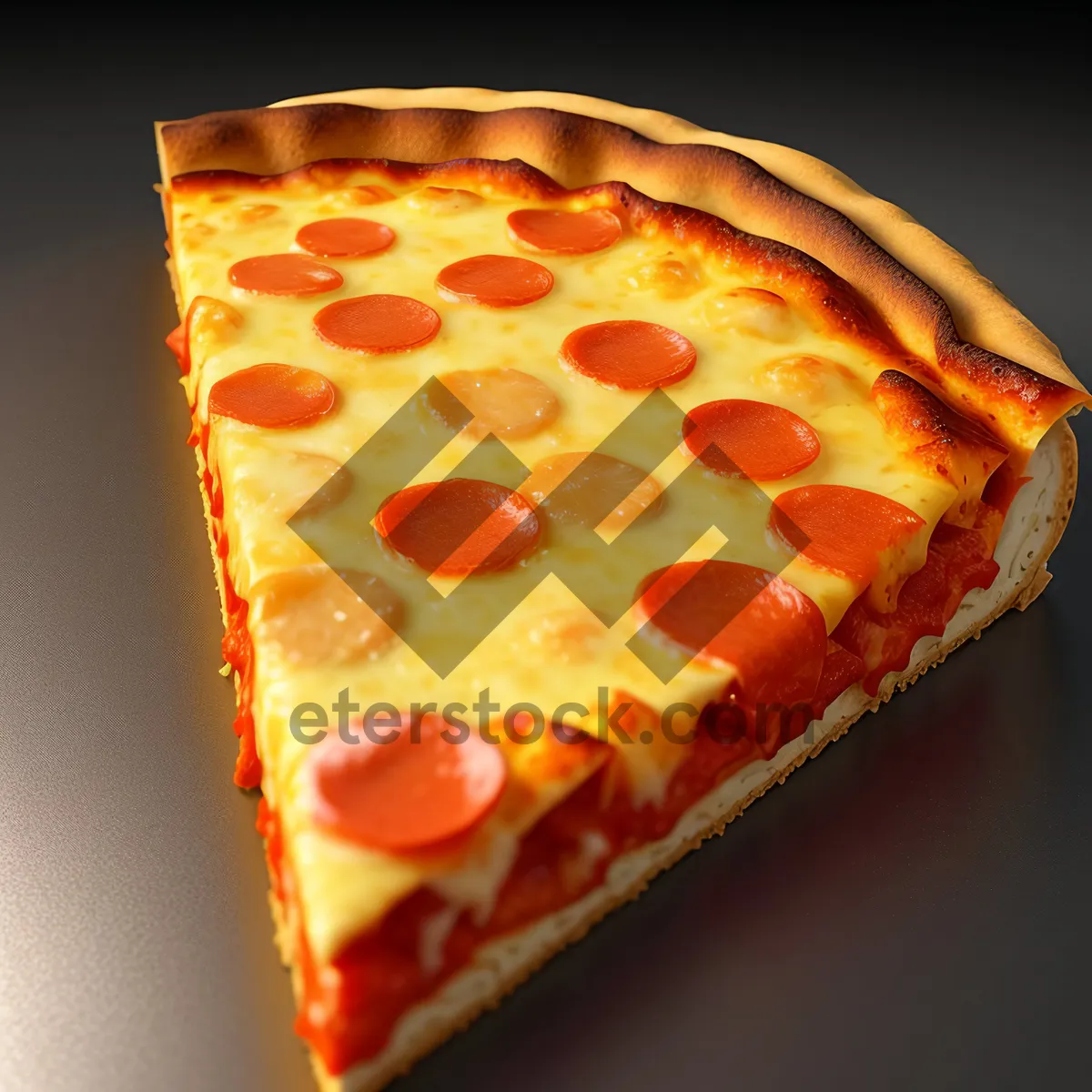 Picture of Gourmet pizza slice topped with savory sauce.