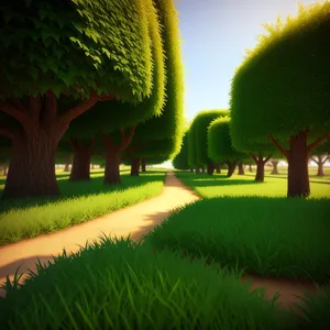 Idyllic Rural Landscape with Sunny Clouds and Green Fields