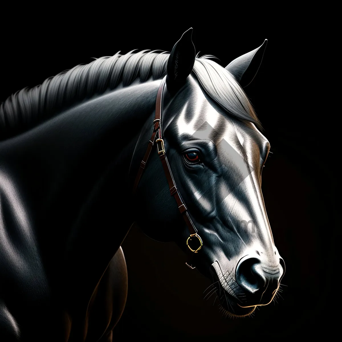 Picture of Majestic Thoroughbred Stallion in Elegant Bridle