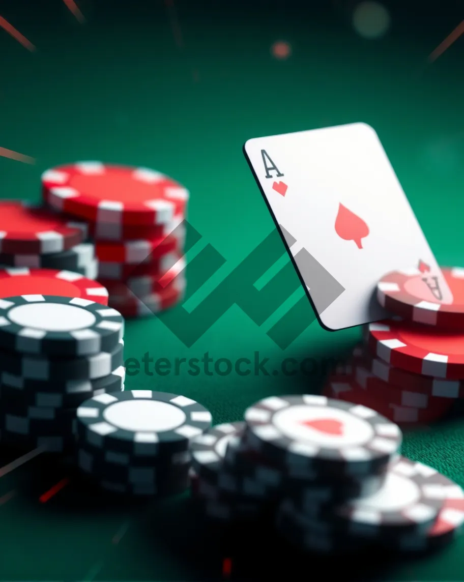 Picture of Blackjack Table with Cards and Chips - Casino Game Success