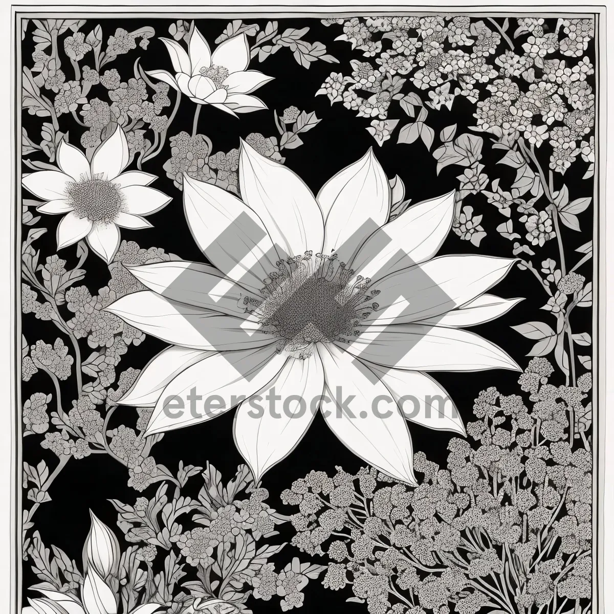 Picture of Floral Damask Retro Wallpaper Design