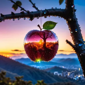 Red Delicious Apple Tree Decoration with Glass Balls
