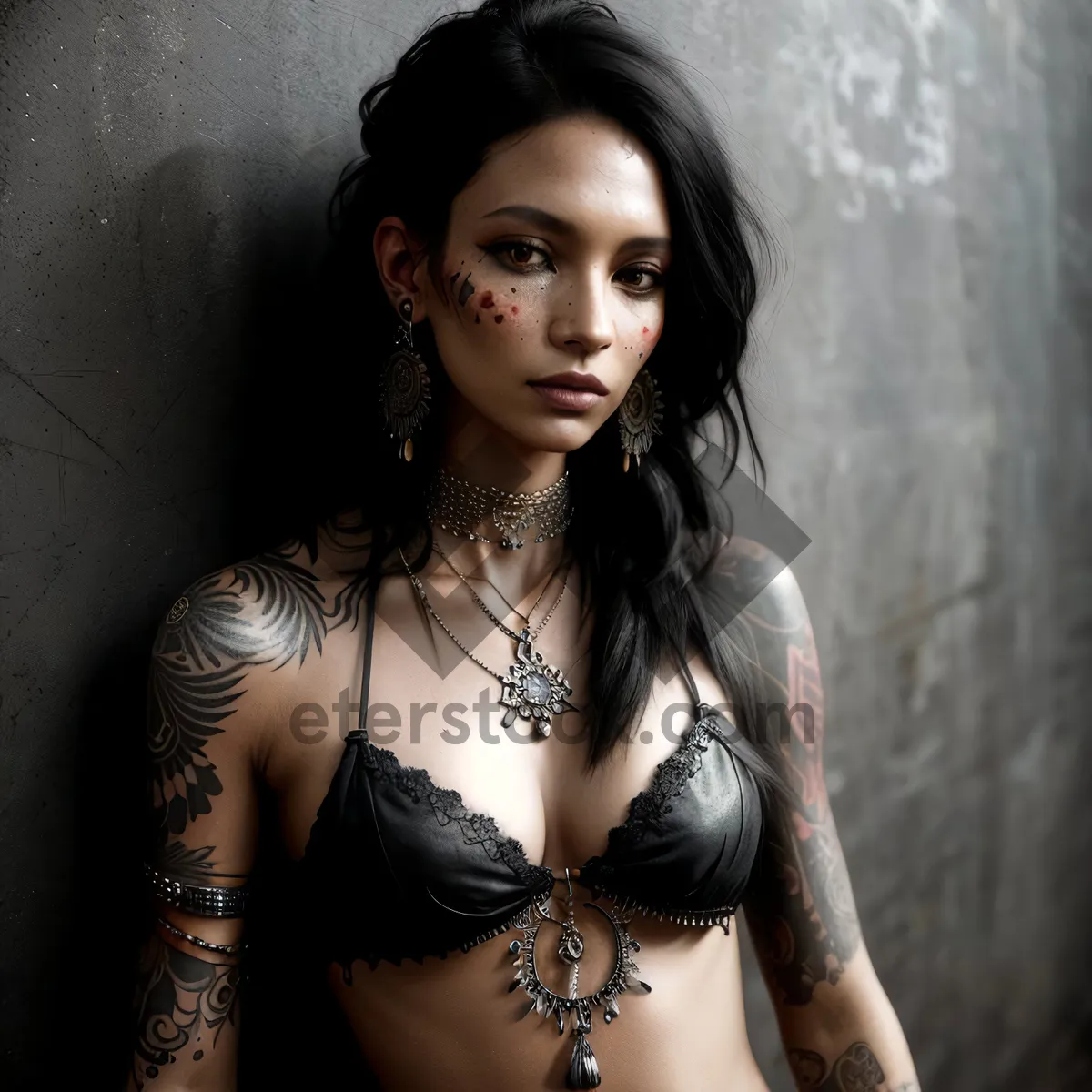 Picture of Glamorous brunette model posing in lingerie.