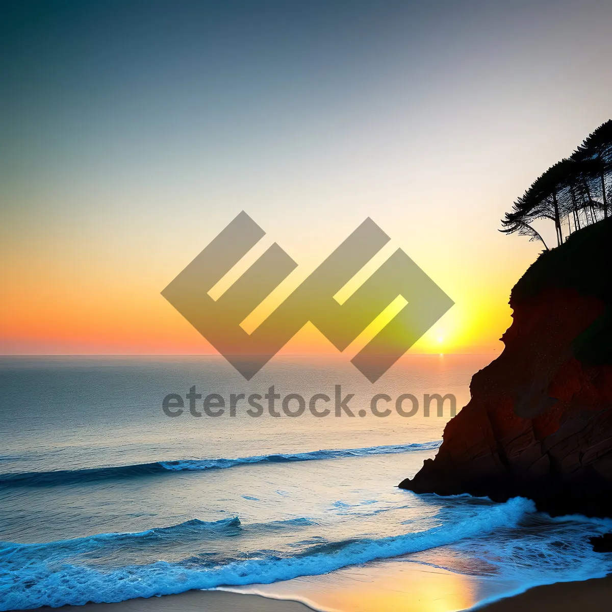 Picture of Serene Sunset over Tropical Paradise