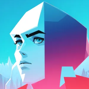 Graphic Symbolic Moon Silhouette in Artistic Pyramid Design