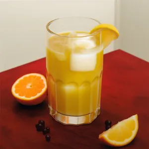 Fresh Orange Tea in Glass with Ice Tasty Beverage