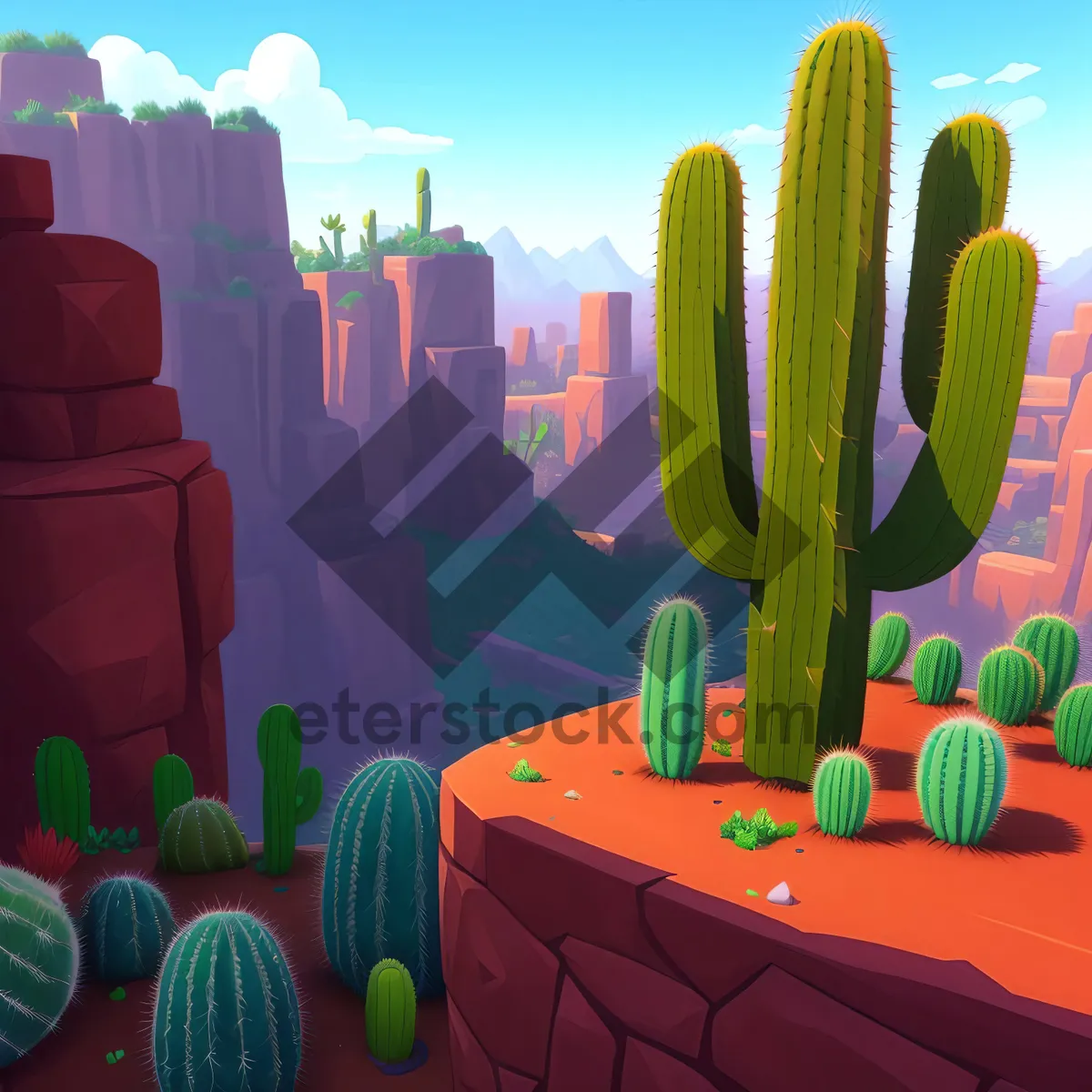 Picture of Saguaro Cactus against the Desert Sky