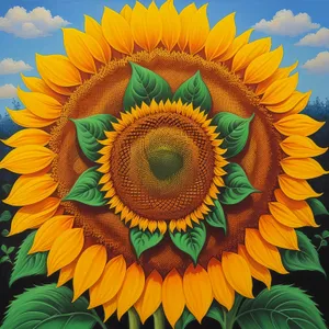 Radiant Sunflower Blooming in Vibrant Yellow Field.