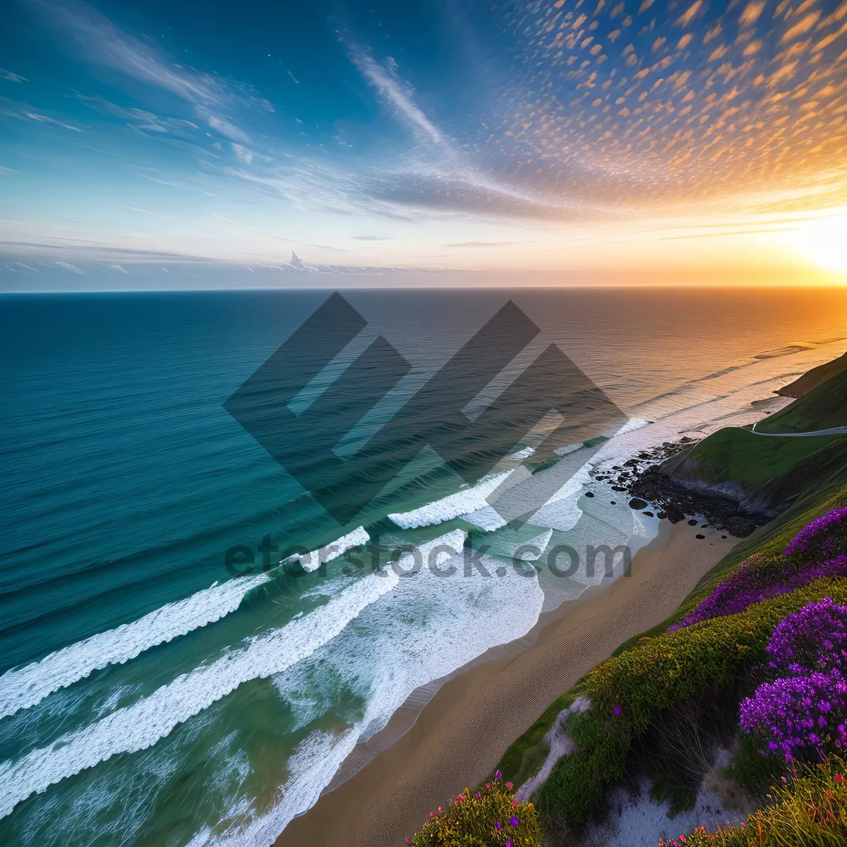Picture of Serene Coastal Sunset Reflection on a Tropical Paradise Beach