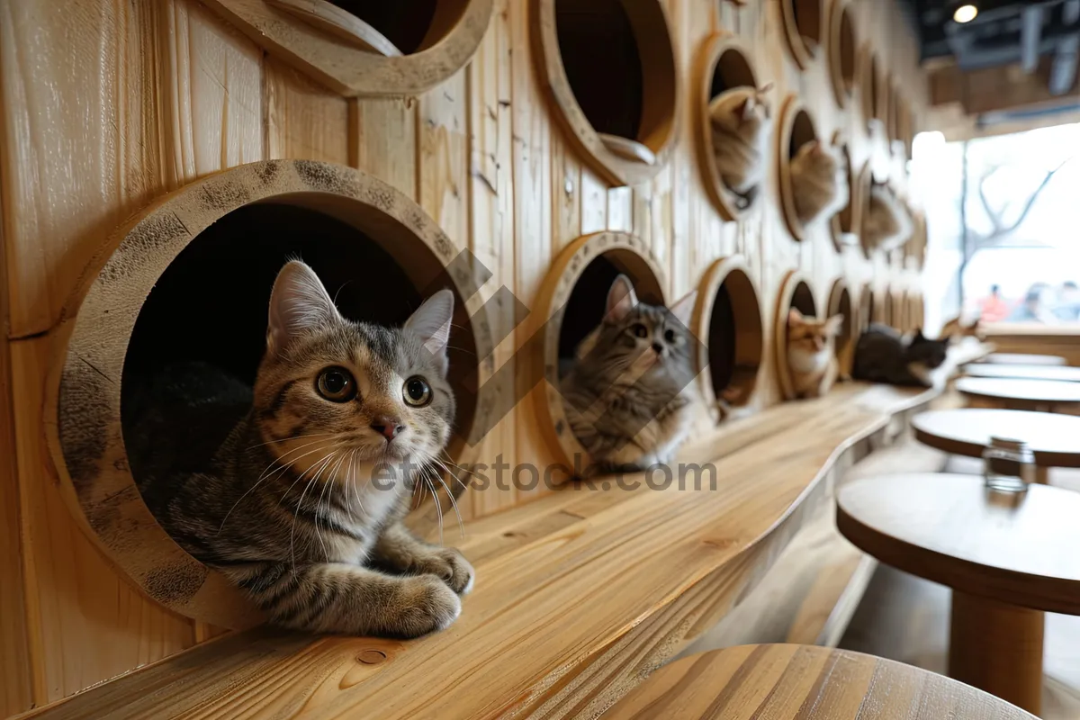 Picture of Curious tabby kitten with fluffy fur and whiskers.