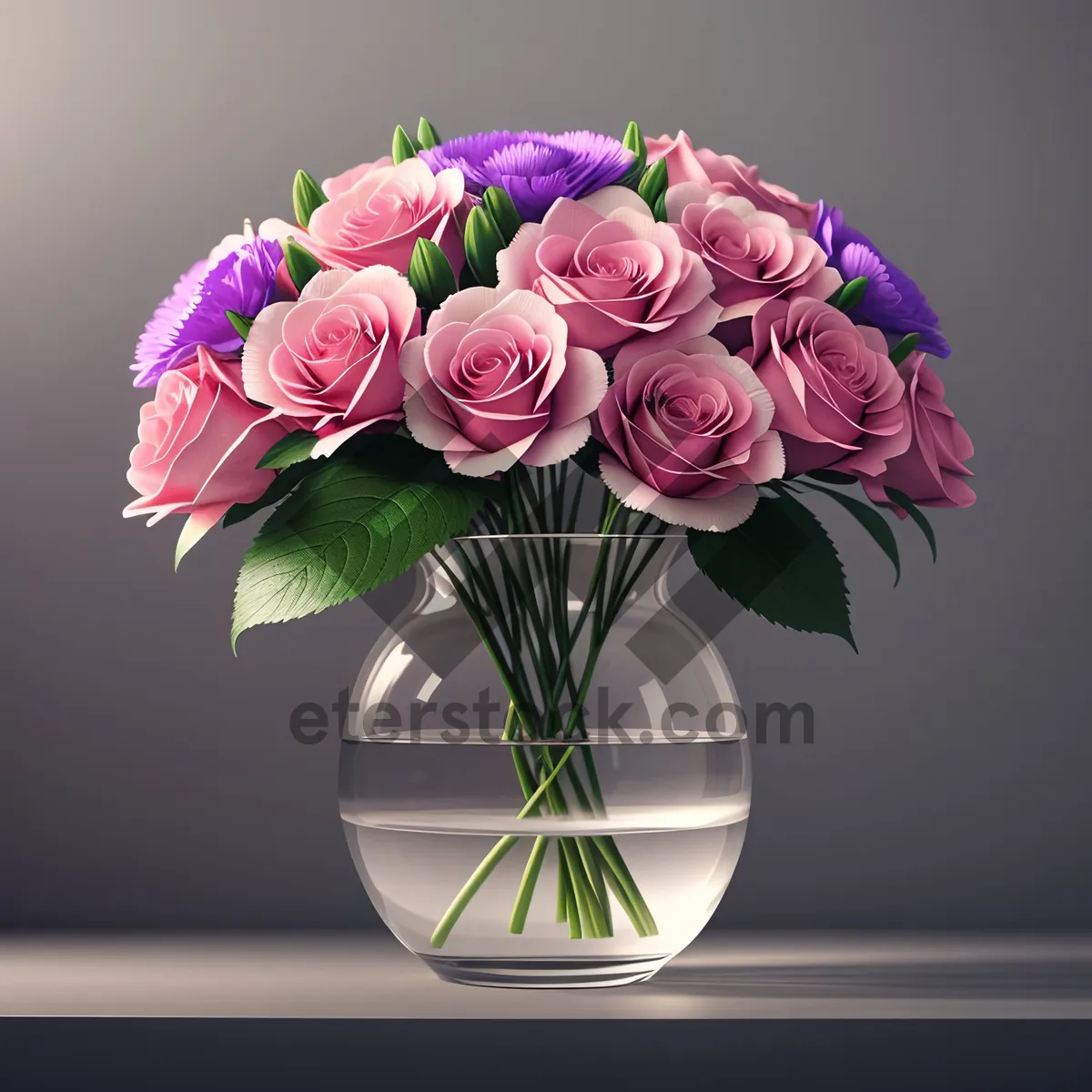 Picture of Pretty Pink Floral Bouquet with Roses