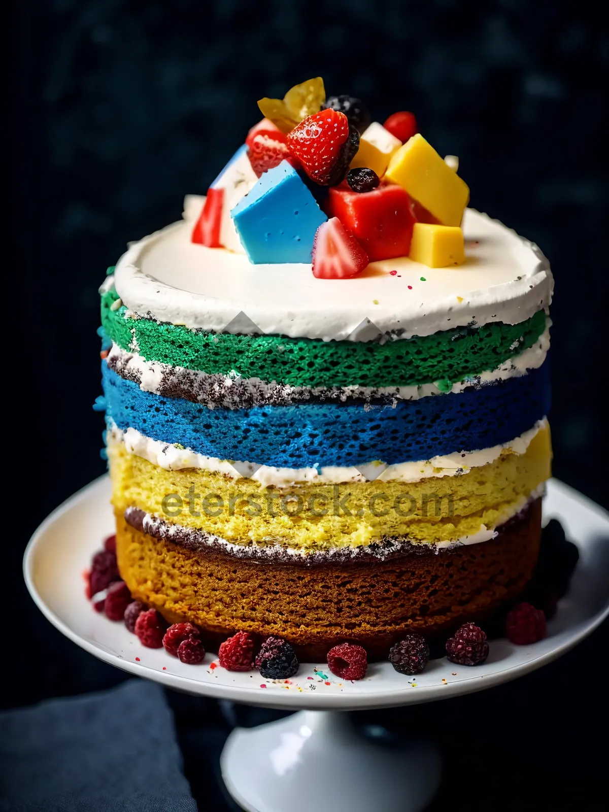 Picture of Delicious Berry Chocolate Cake with Fresh Cream