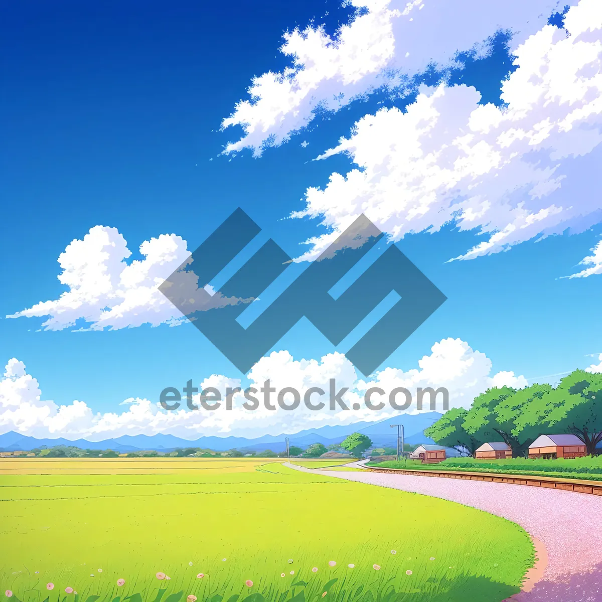 Picture of Serene Summer Sky over Lush Landscape