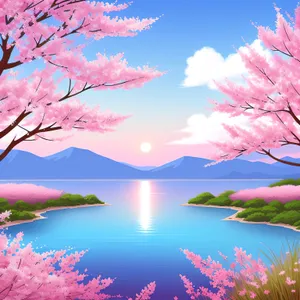 Summer Sky's Pink Maple Landscape