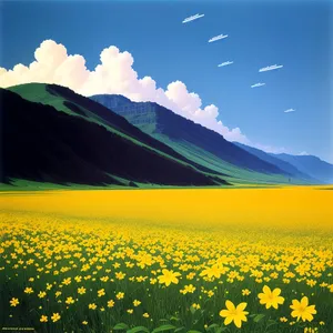Sunlit Fields of Yellow Blossoms: A Vibrant Landscape