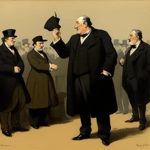 Confident businessman smiling with successful team in office