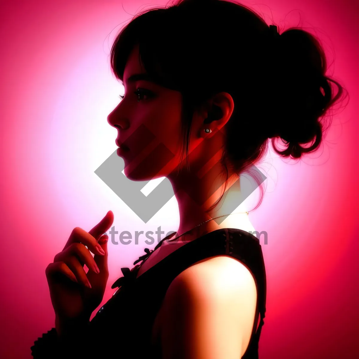 Picture of Attractive adult model posing in black fashion portrait