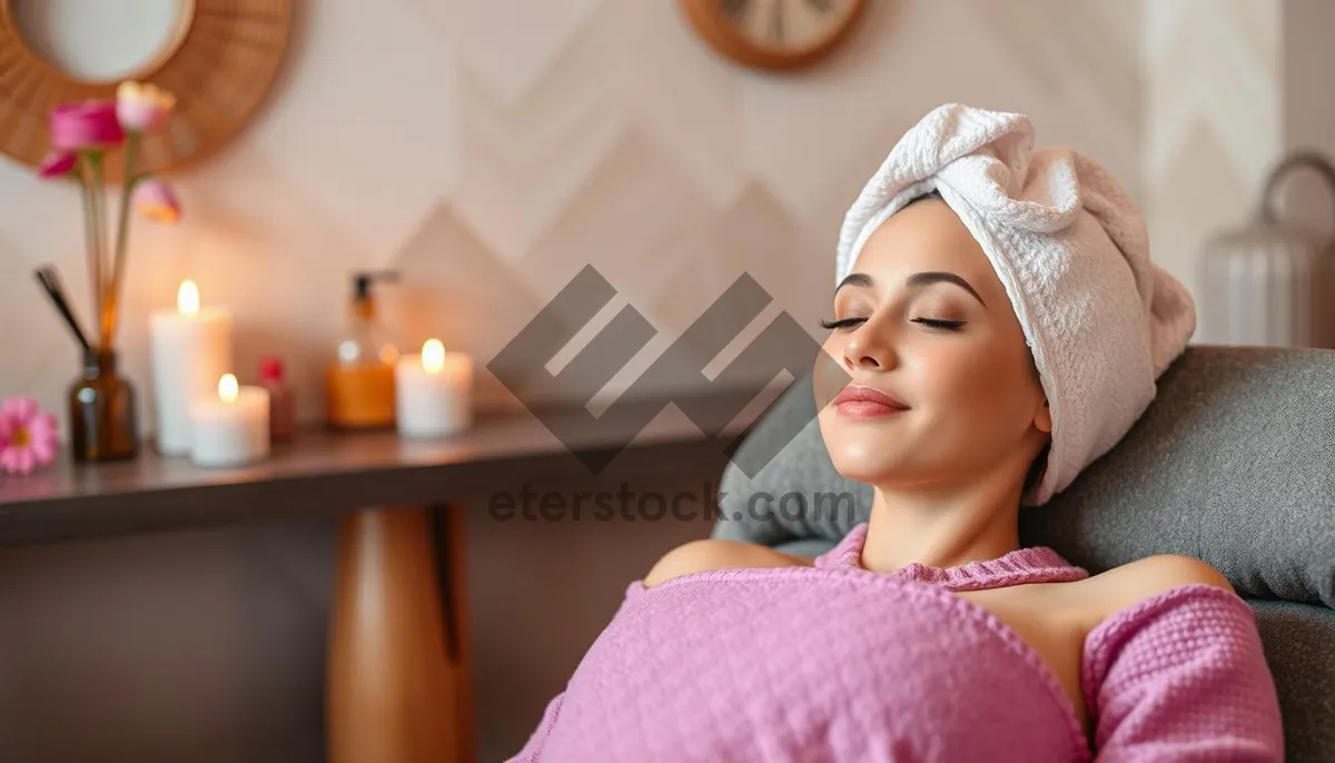 Picture of Attractive lady with healthy skin at spa treatment.