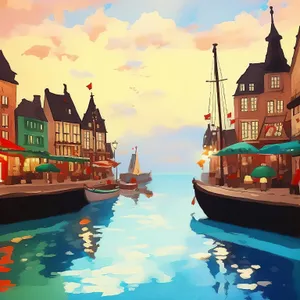 Coastal Boats in Historic Marina - Tranquil Waters