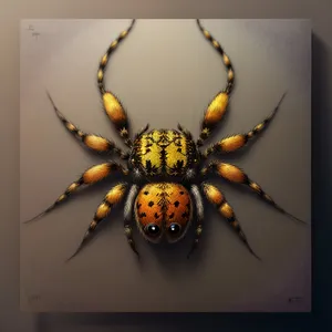 Black and Gold Arachnid Surrounded by Flower