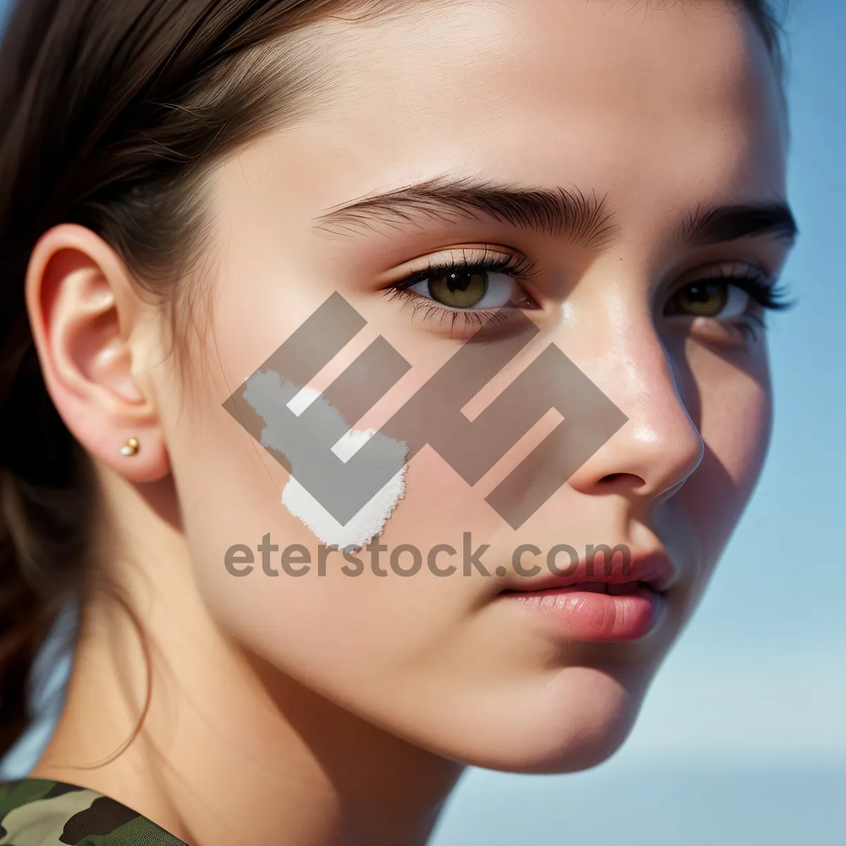 Picture of Radiant Beauty: Close-up Portrait of an Attractive Model with Gorgeous Skin