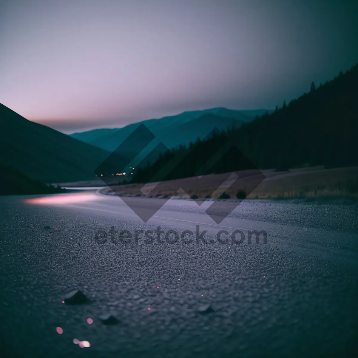 Picture of Scenic Sunset Over Mountain Lake