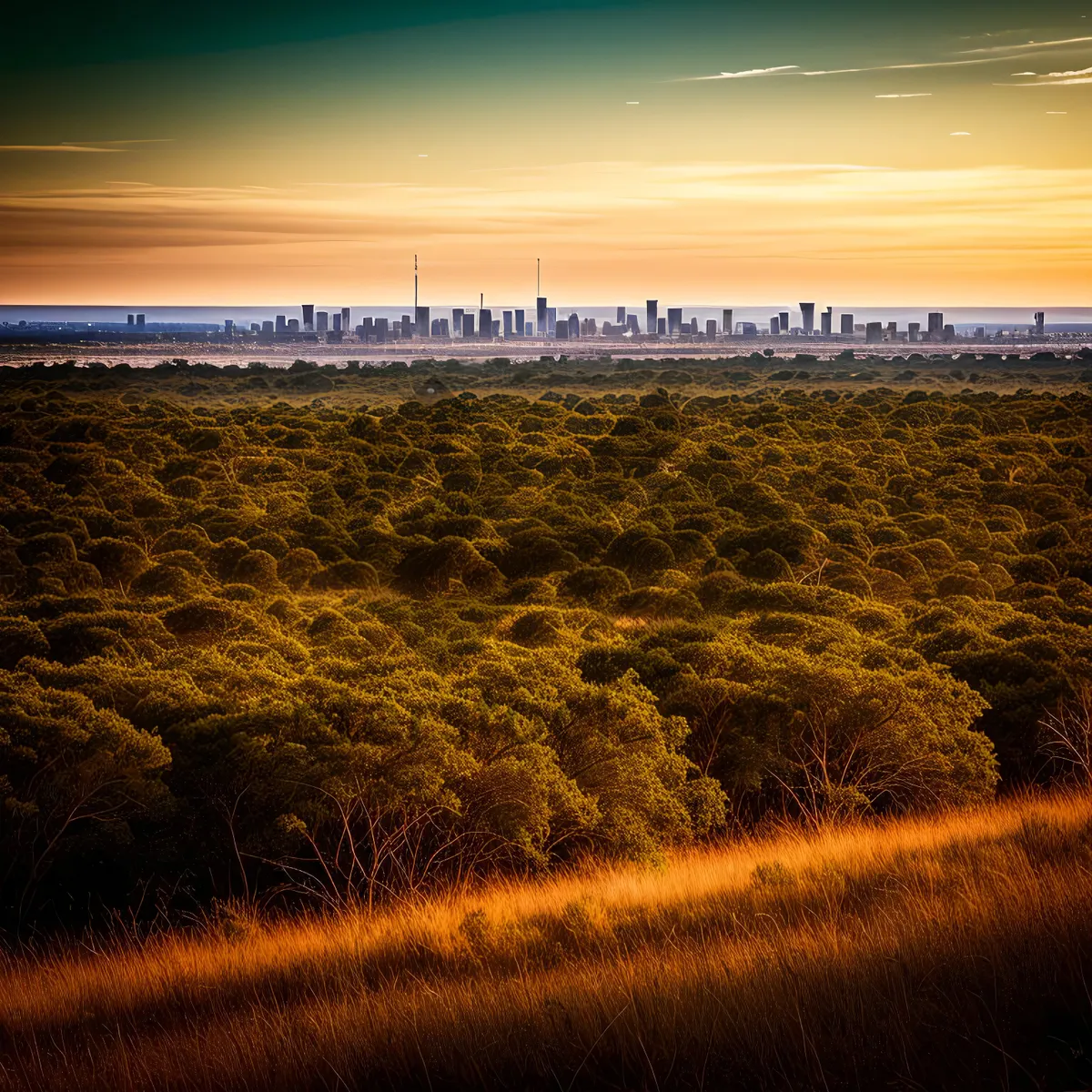 Picture of Vibrant Rural Sunset Over Golden Meadows