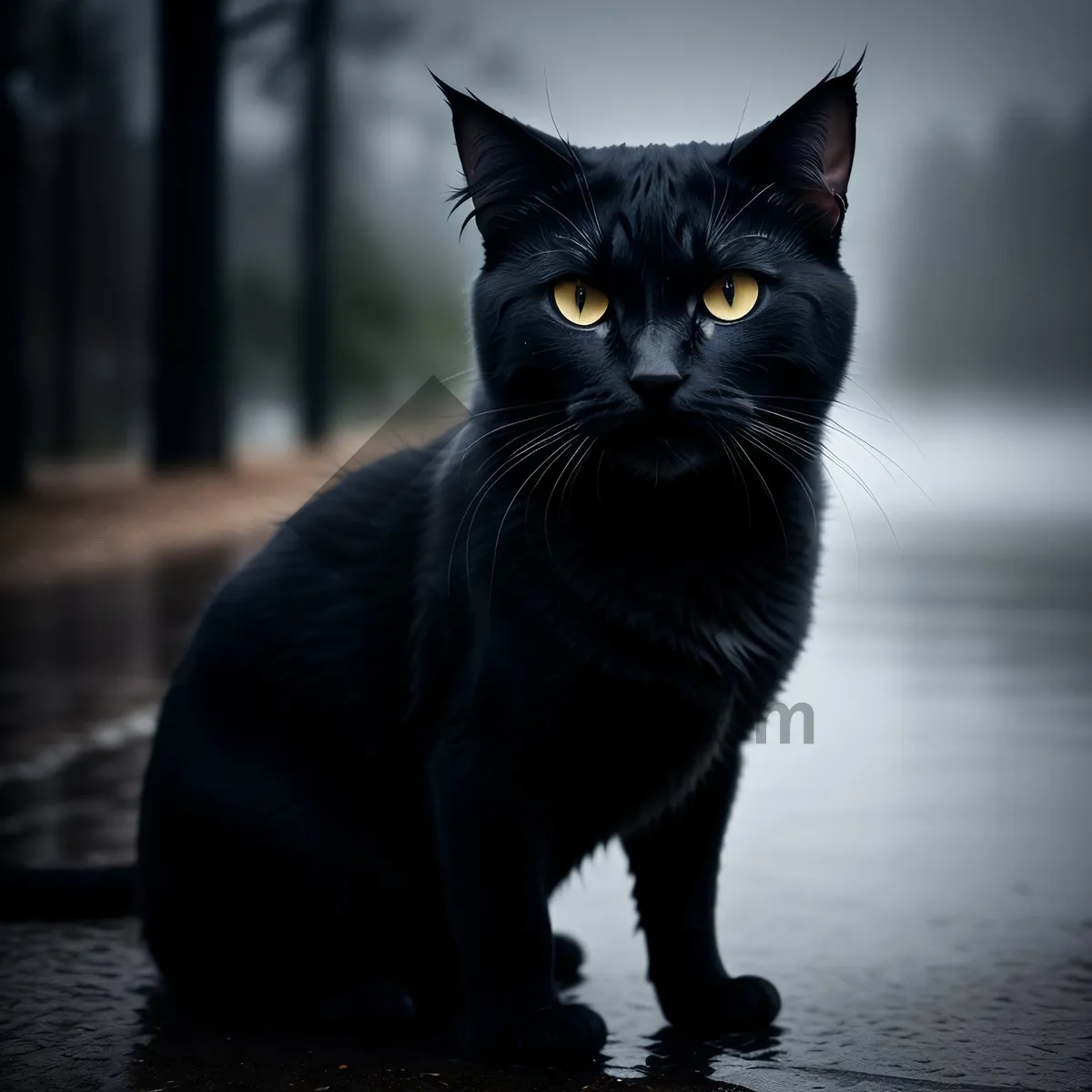 Picture of Fluffy Gray Tabby Cat with Curious Eyes