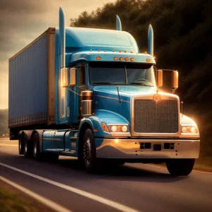Fast Freight on the Highway: A Speeding Trailer Truck Delivery