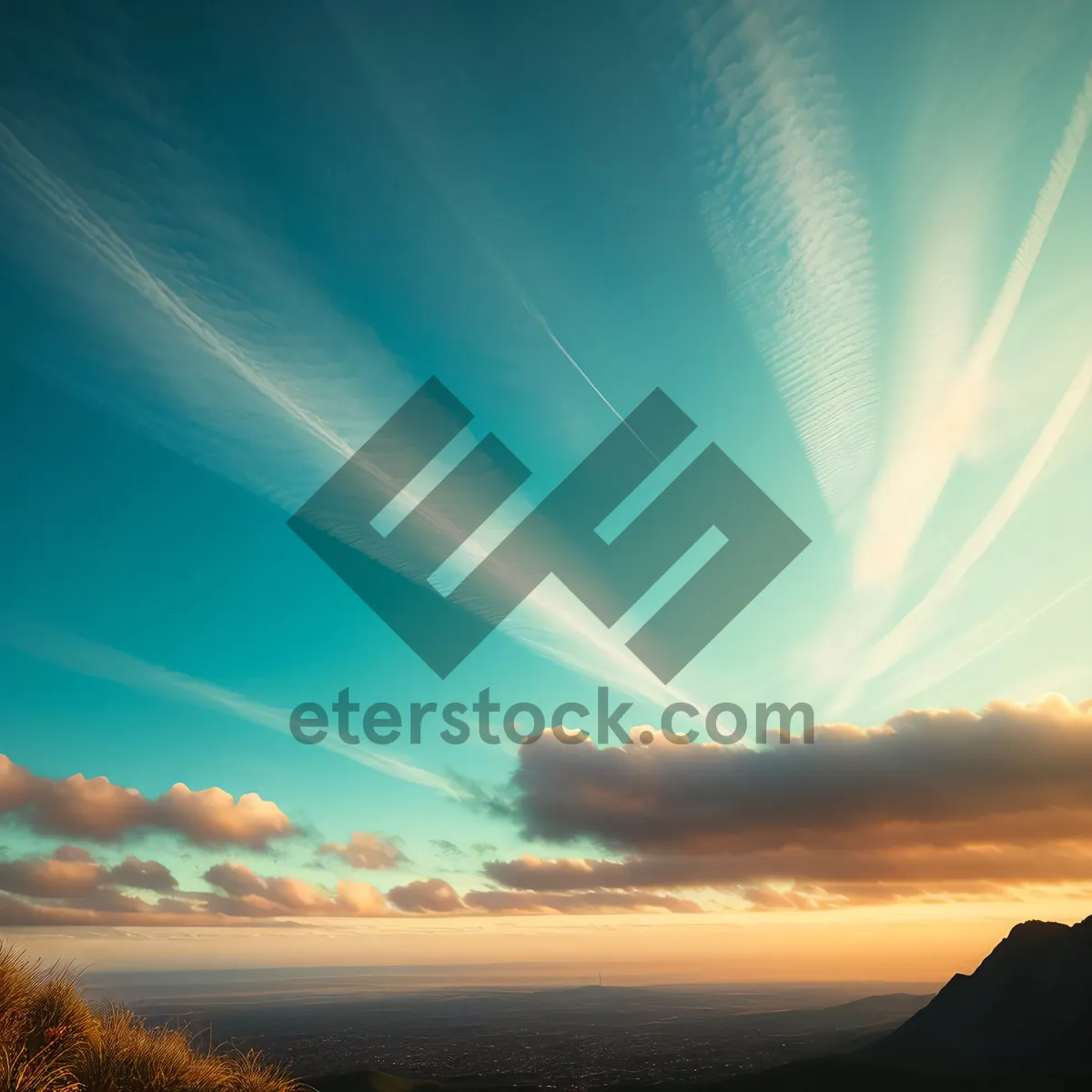 Picture of Radiant Skybeam - Sunlit Clouds and Vibrant Landscape