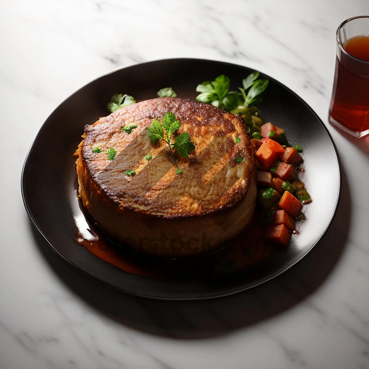 Picture of Delicious gourmet bowl with grilled beef and vegetables.