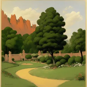 Summer Landscape with Grass, Trees, and Artichoke