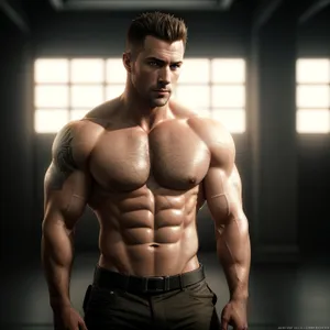 Powerful and Fit: Handsome Muscular Man with Strong Abs