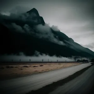 Scenic Mountain Road Amidst Clouds