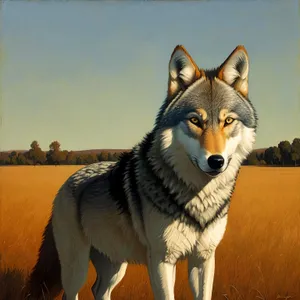 Cute Canine with Piercing Eyes: The Majestic Wolf-Dog