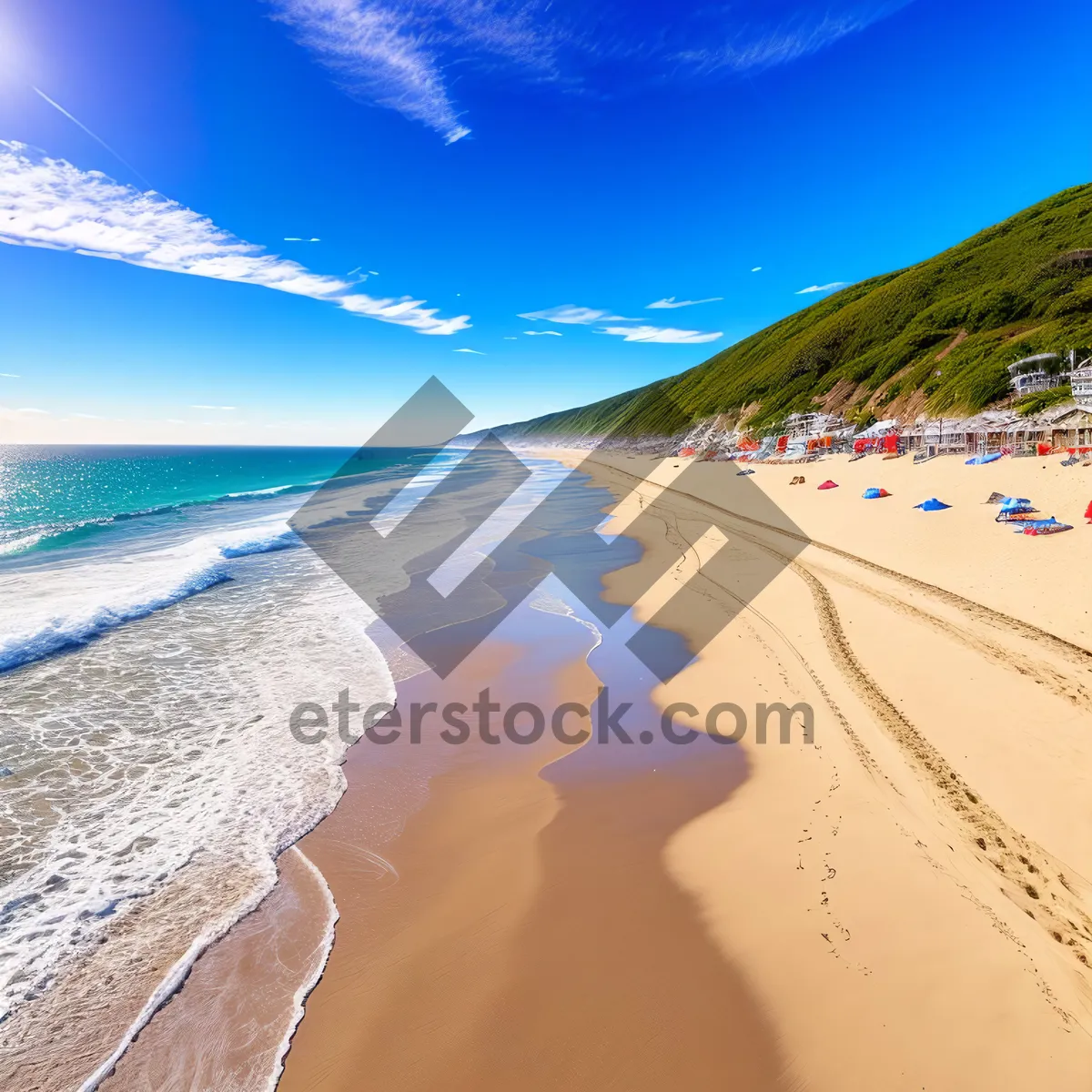 Picture of Sandy Shore: Idyllic Beachscape with Sunlit Waves