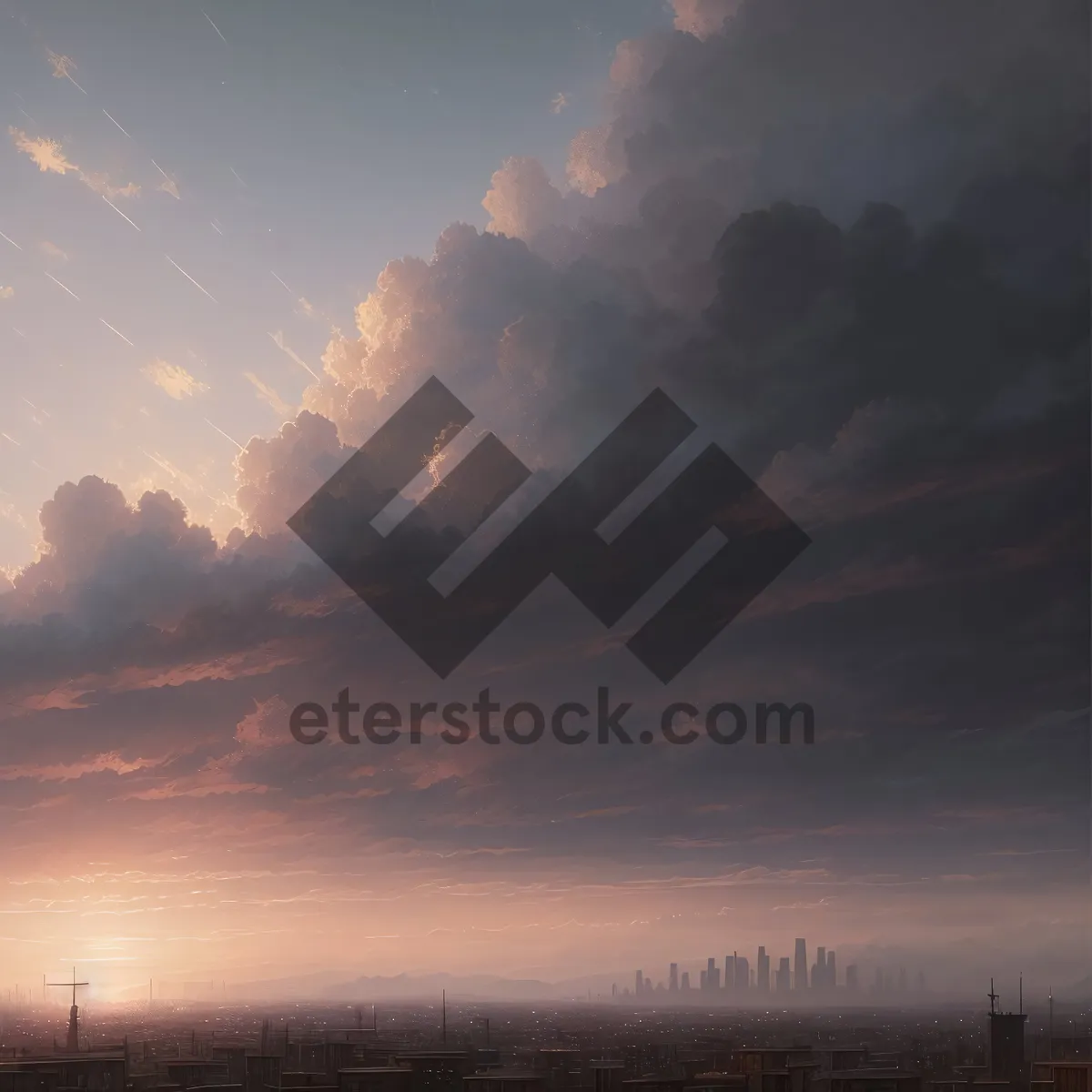 Picture of Vibrant Sunset Horizon Over Summer Landscape