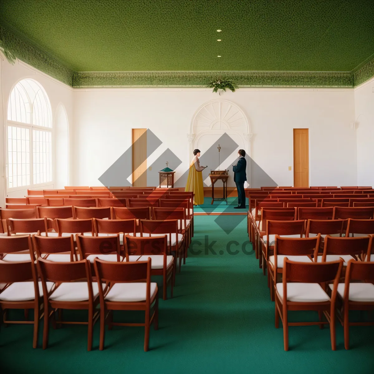 Picture of Modern Luxury Restaurant Interior Design with Wooden Furniture and Chairs