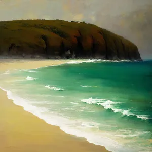 Tropical paradise beach with rocky cliffs and clear water