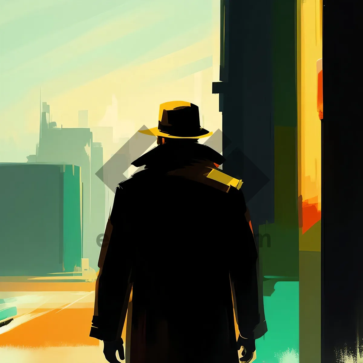 Picture of Silhouette of business man wearing robe