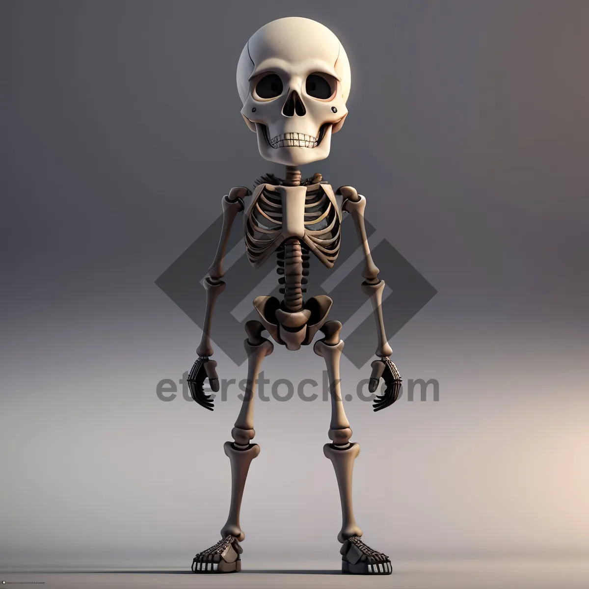 Picture of Animated Skeleton Man in Conceptual Cemetery Scene