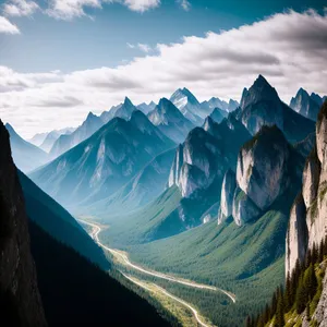 Majestic Snow-Covered Mountain Range