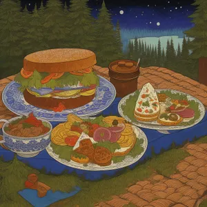 Gourmet Meal on Ceramic Plate Puzzle Mosaic