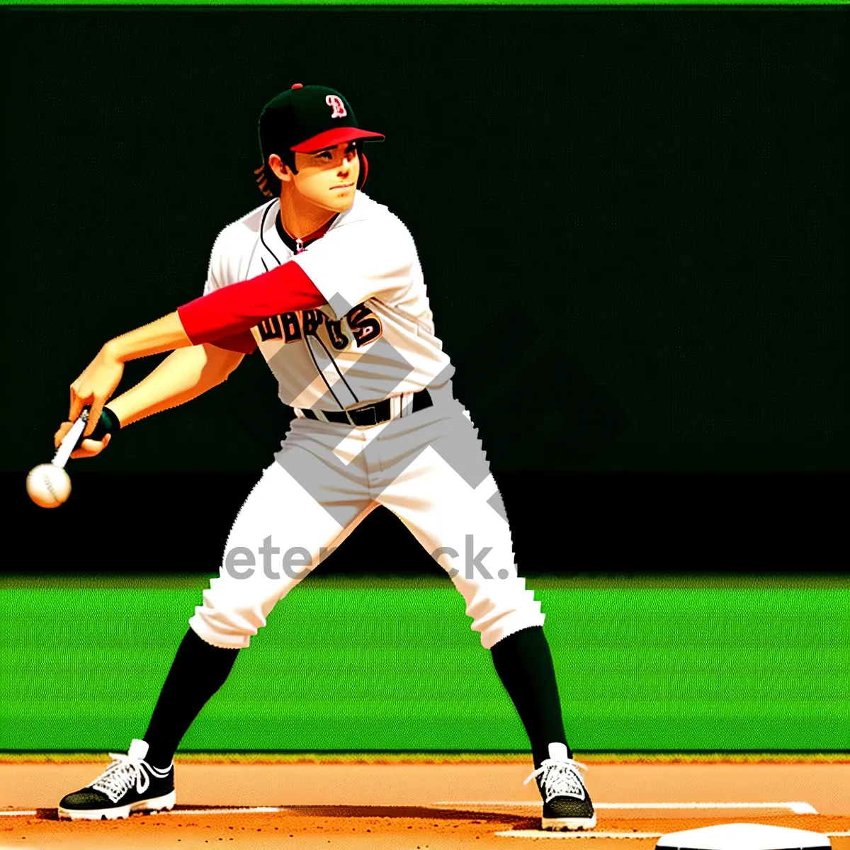 Picture of Energetic baseball player catches the ball on the field.