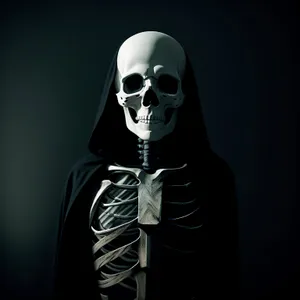 Spooky Skeleton in Black Robe - Horror Anatomy