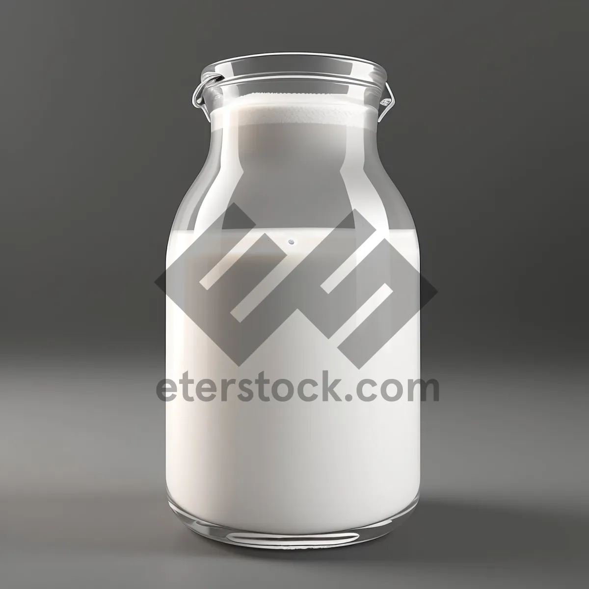 Picture of Refreshing Milk in Transparent Glass Bottle