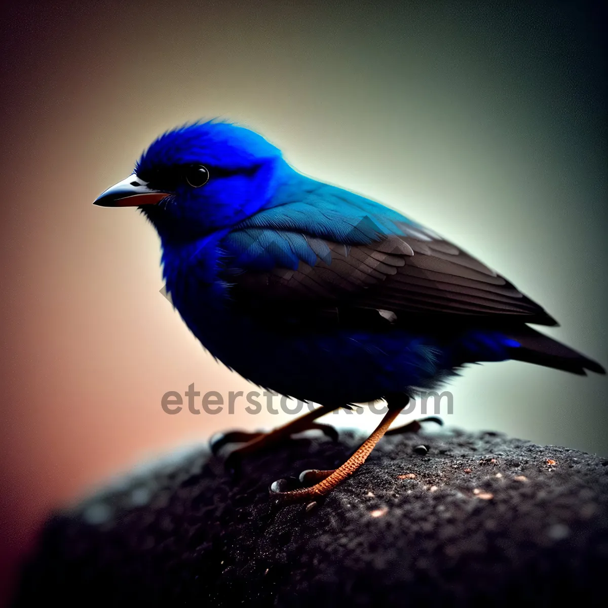 Picture of Wild Indigo Bunting Soaring through Winter's Snow