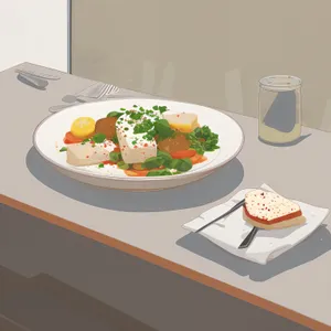 Gourmet vegetable salad dish for healthy lunch at restaurant